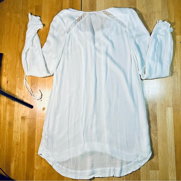 Vintage Urban Outfitters Free People Boho Peasant Tunic White Cottage Blouse Top - Picture 8 of 9